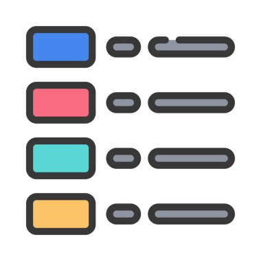 düz simge listesi, vektör illüstrasyonu 