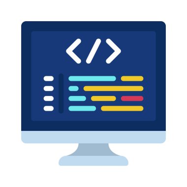 Bilgisayar Kodu simgesi, vektör illüstrasyonu 