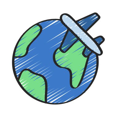 Dünya çapında Seyahat Eden Ağ ikonu vektör illüstrasyonu