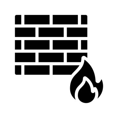 Ateş Duvarı düz simgesi, vektör illüstrasyonu 