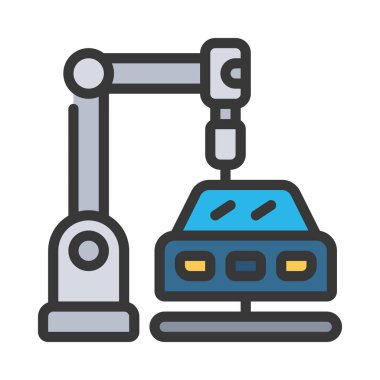 Araba Üretimi Web ikonu vektör illüstrasyonu
