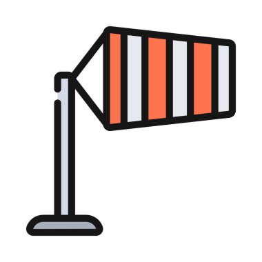 Windsock düz simgesi, vektör illüstrasyonu 