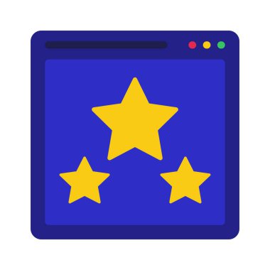 Web sitesi Yıldız Gözden Geçirme simgesi, vektör illüstrasyonu