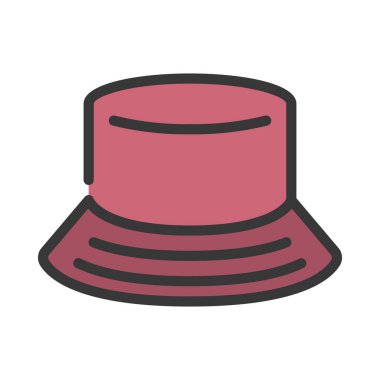 Beyaz arkaplanda Bucket Şapkası, vektör illüstrasyonu     