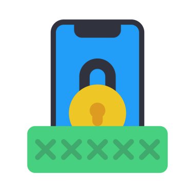 Cep telefonu parola web simgesi, vektör illüstrasyonu              