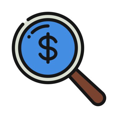 Para Araştırma Gözlüğü Web simgesi vektör illüstrasyonu