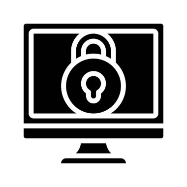 Güvenli Bilgisayar simgesi, vektör illüstrasyonu 