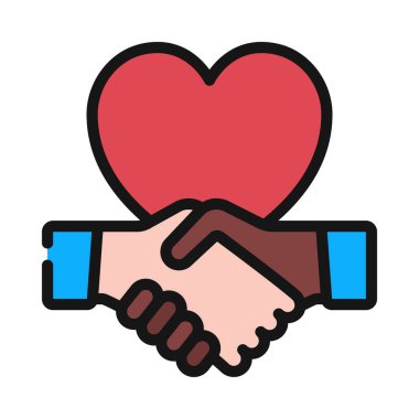 Love Hand Shake Web simgesi vektör illüstrasyonu