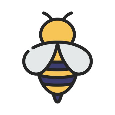 Arı simgesi. Arı vektör simgesinin çizgi film çizimi 