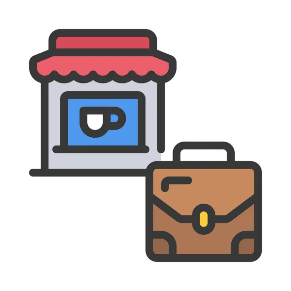 Arbeit Aus Cafe Web Icon Vektor Illustration — Stockvektor