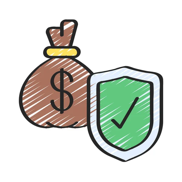 Icono Web Seguridad Financiera Vector Ilustración — Vector de stock