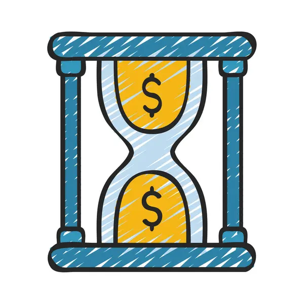 Время Деньги Икона Белом Фоне — стоковый вектор