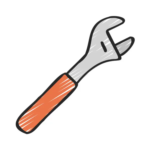 Spanner Tool Icon Flat Style — Stock Vector