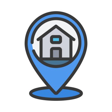 Ev Pin simgesi, vektör illüstrasyonu   