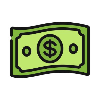 Dalgalı Nakit Not Web simgesi vektör çizimi