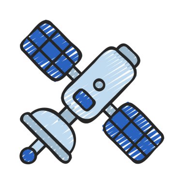 Uzay Uydu simgesi, vektör illüstrasyonu  