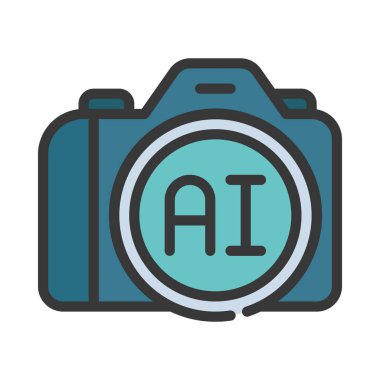 Yapay zeka fotoğrafçısı web simgesi vektör illüstrasyonu