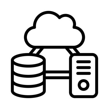 Bulut Bilgisayar Veri Ağı Simgesi, Vektör İllüstrasyonu 