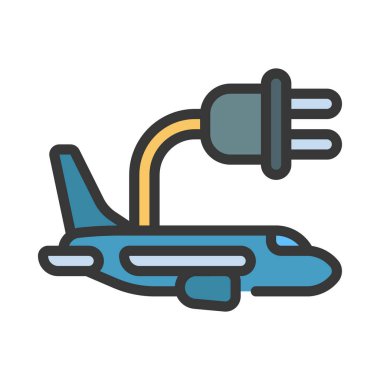 Elektrik Uçak simgesi, vektör illüstrasyonu 