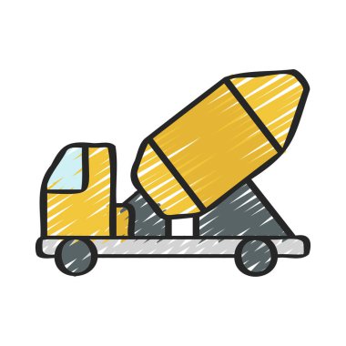 Beton Mikser kamyon kutsal kişilerin resmi, vektör çizim 