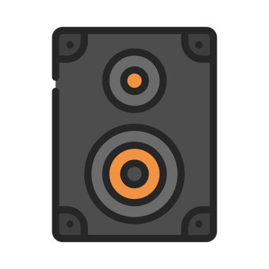 Beyaz arkaplan, vektör, illüstrasyon üzerinde izole müzik hoparlörü düz simgesi