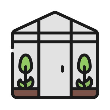 Yeşil ev simgesi, vektör illüstrasyonu 