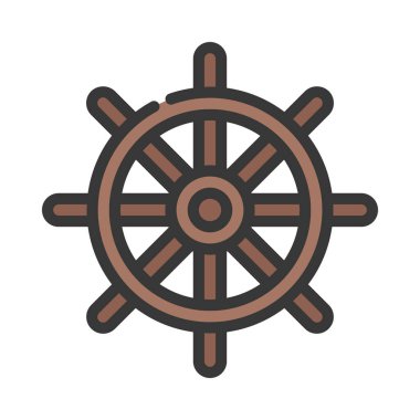 Tekne Direksiyonu Web ikonu vektör illüstrasyonu