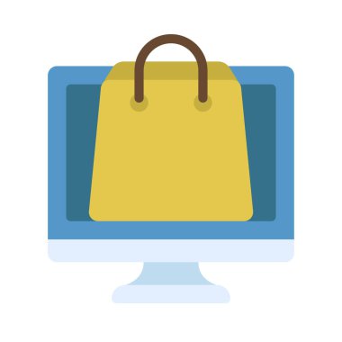 Bilgisayar Alışveriş Torbası Web simgesi vektör çizimi
