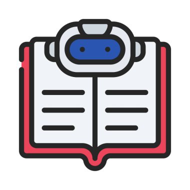 Makine Öğrenme Kitabı Web simgesi vektör illüstrasyonu