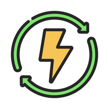 Beyazın Geri Dönüşümlü Enerji simgesi çizimi