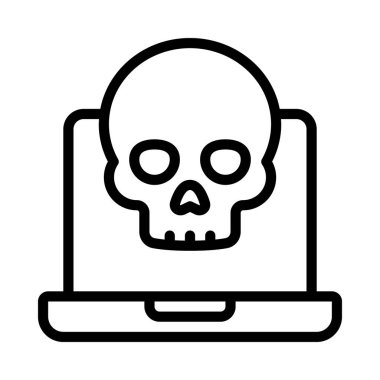 dizüstü bilgisayar vektör simgesi olan kafatası