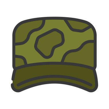 Askeri Cap web simgesi vektör illüstrasyonu