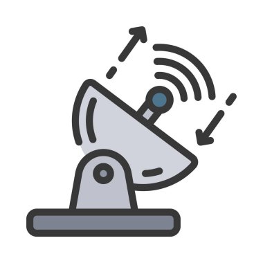 Güçlü uydu anten simgesi, vektör illüstrasyonu 