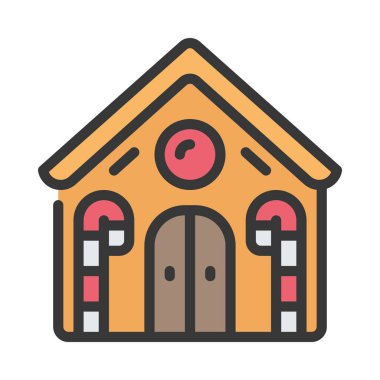 Noel Zencefilli Ekmek Evi ikonu düz stil