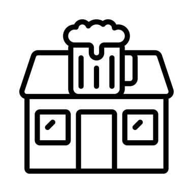 Pub Building web simgesi vektör illüstrasyonu