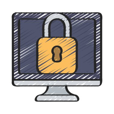 Bilgisayar Kilidi simgesi, vektör illüstrasyonu 