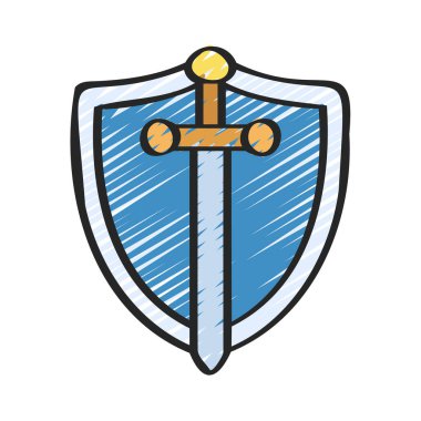 Kılıç ve Kalkan ağ ikonu vektör çizimi