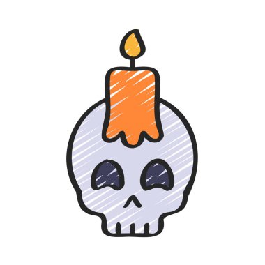 kafatası simgesi üzerindeki mum, vektör illüstrasyonu