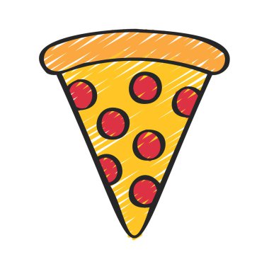 Pizza slice simgesinin beyaz arka plan üzerinde