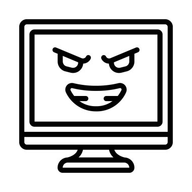 Şeytani Bilgisayar Web simgesi vektör illüstrasyonu