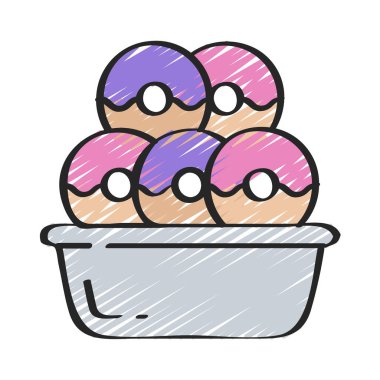 Donut tepsisi düz simgesi, vektör illüstrasyonu 