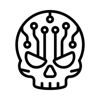 Siber kafatası simgesi, vektör illüstrasyonu