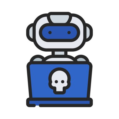 Ai Hacker düz simgesi, vektör illüstrasyonu 