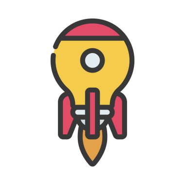 Uzay roketi gemisi ampul simgesi, vektör illüstrasyonu  