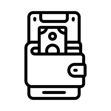 Mobil Cüzdan simgesi, vektör illüstrasyonu basit tasarım