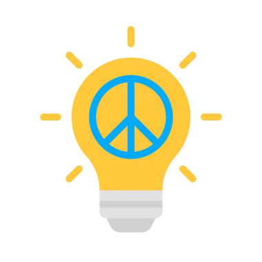 Barış işareti simgesi olan ampul, vektör illüstrasyonu