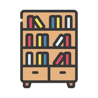 Kitap rafı simgesi, vektör illüstrasyonu