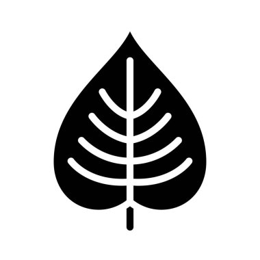 Beyaz arkaplanda yaprak simgesi, vektör illüstrasyonu 