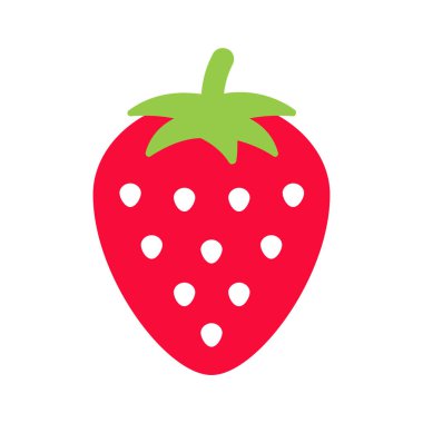 Kırmızı Çilek Simgesi Vektör İllüstrasyonu 