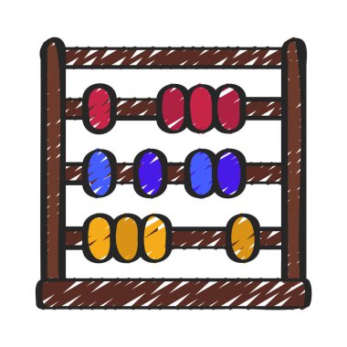 Beyaz arkaplanda vektör illüstrasyonu, Abaküs simgesi